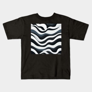 Monochrome Waves: Modern Abstract Ebb and Flow Kids T-Shirt